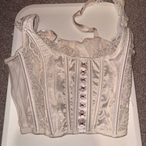 VICTORIA SECRET white Lace Corset Top